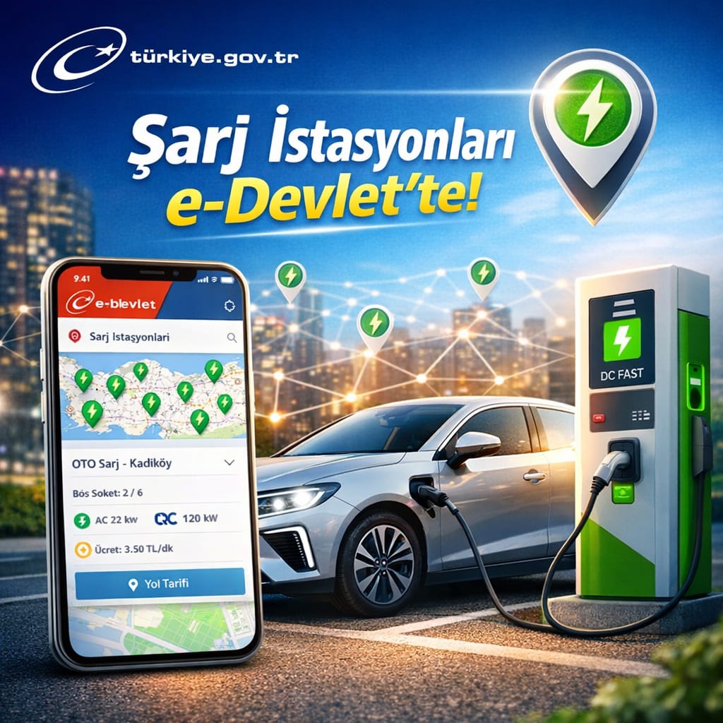 e-Devlet’te Yeni Dönem: Elektrikli Araç Sürücüleri İçin “Şarj İstasyonları” Hizmeti Açıldı