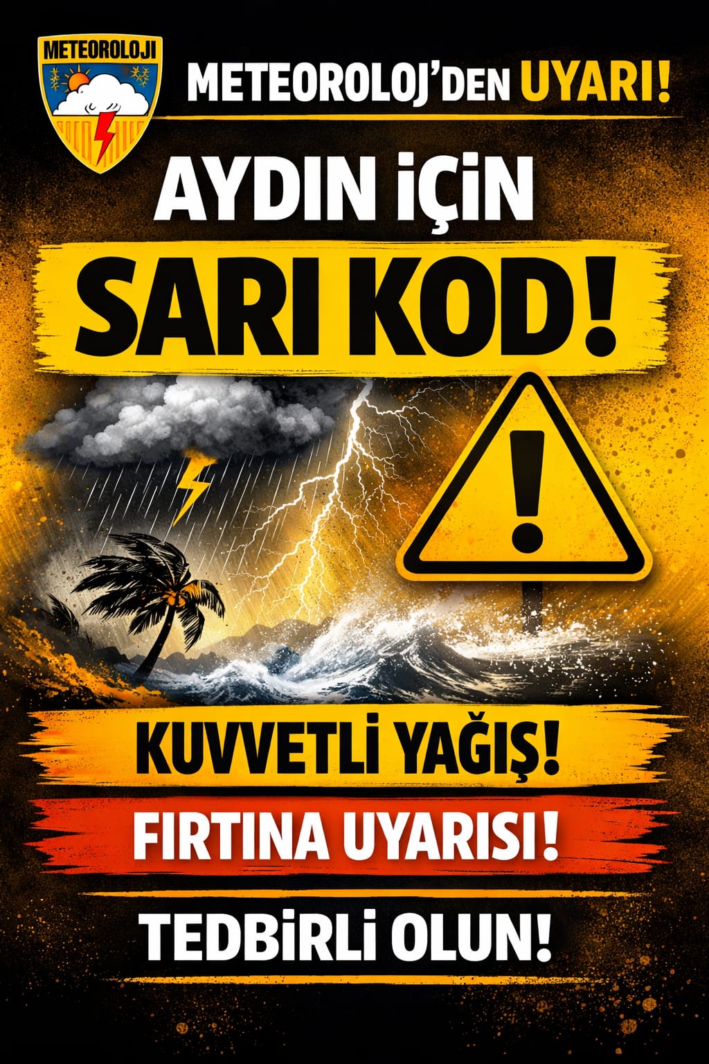 Meteoroloji Aydın İçin Sarı Kod Verdi: Kuvvetli Yağış ve Fırtına Uyarısı