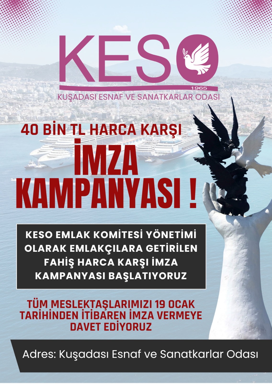 KESO’dan Emlakçılara Getirilen 40 Bin TL’lik Harca Karşı İmza Kampanyası