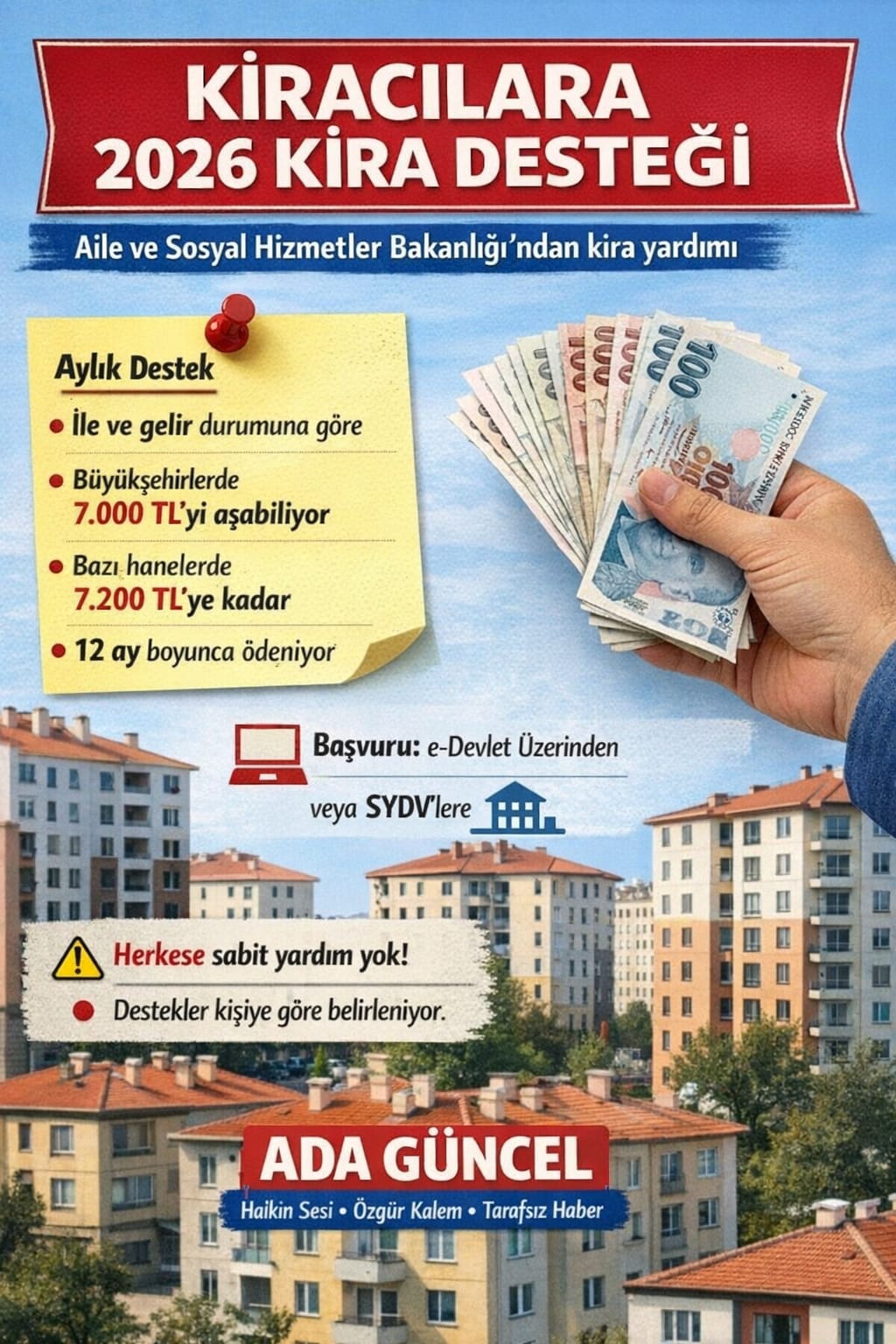 Kiracılara 2026’da Kira Desteği: Aylık Ödemeler 7 Bin TL’yi Aşabiliyor