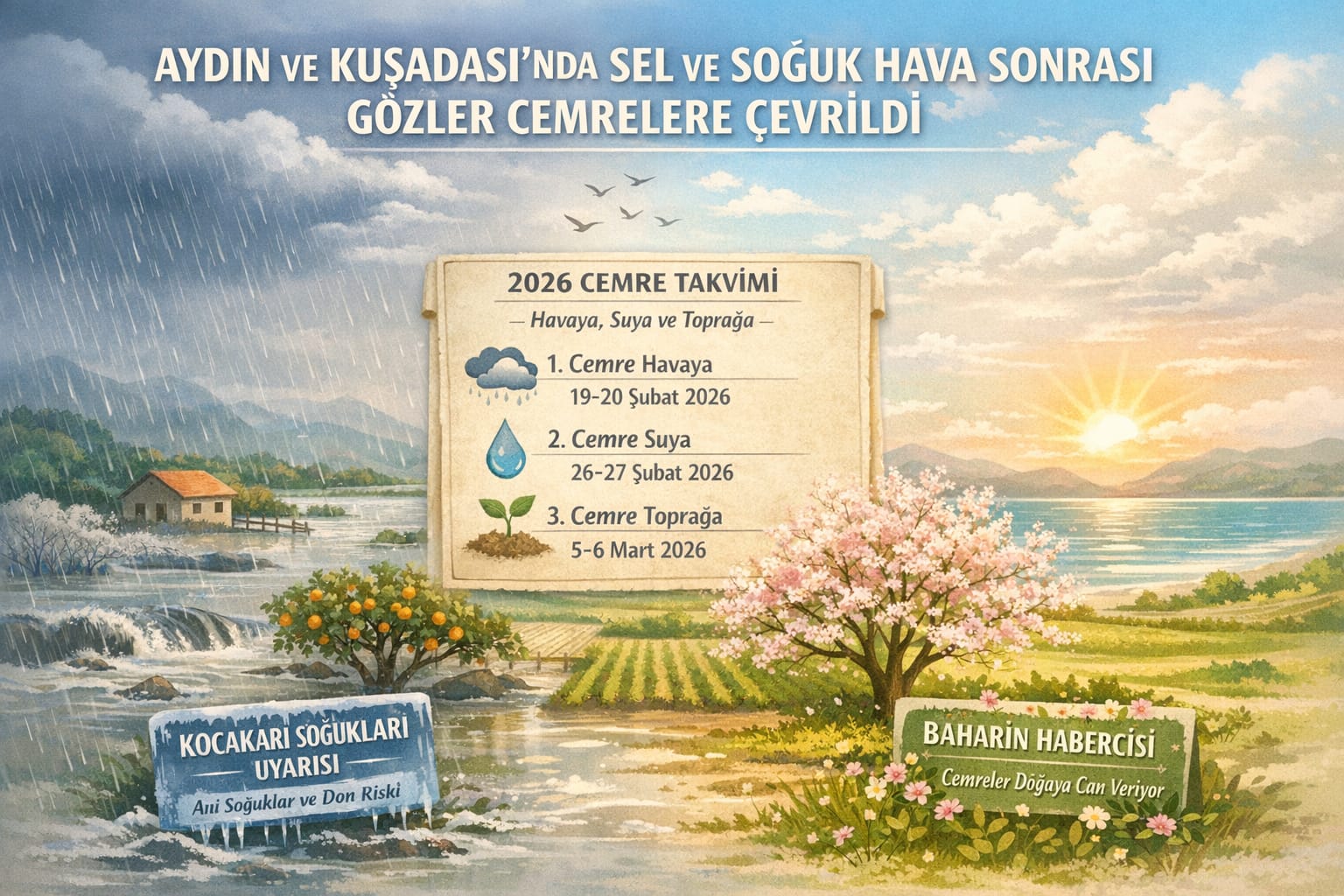 AYDIN VE KUŞADASI’NDA SEL VE SOĞUK HAVA SONRASI GÖZLER CEMRELERE ÇEVRİLDİ