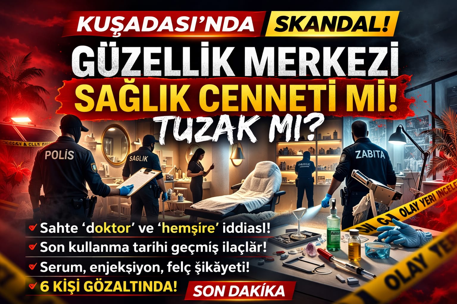 KUŞADASI’NDA GÜZELLİK MERKEZİNE SAĞLIK BASKINI